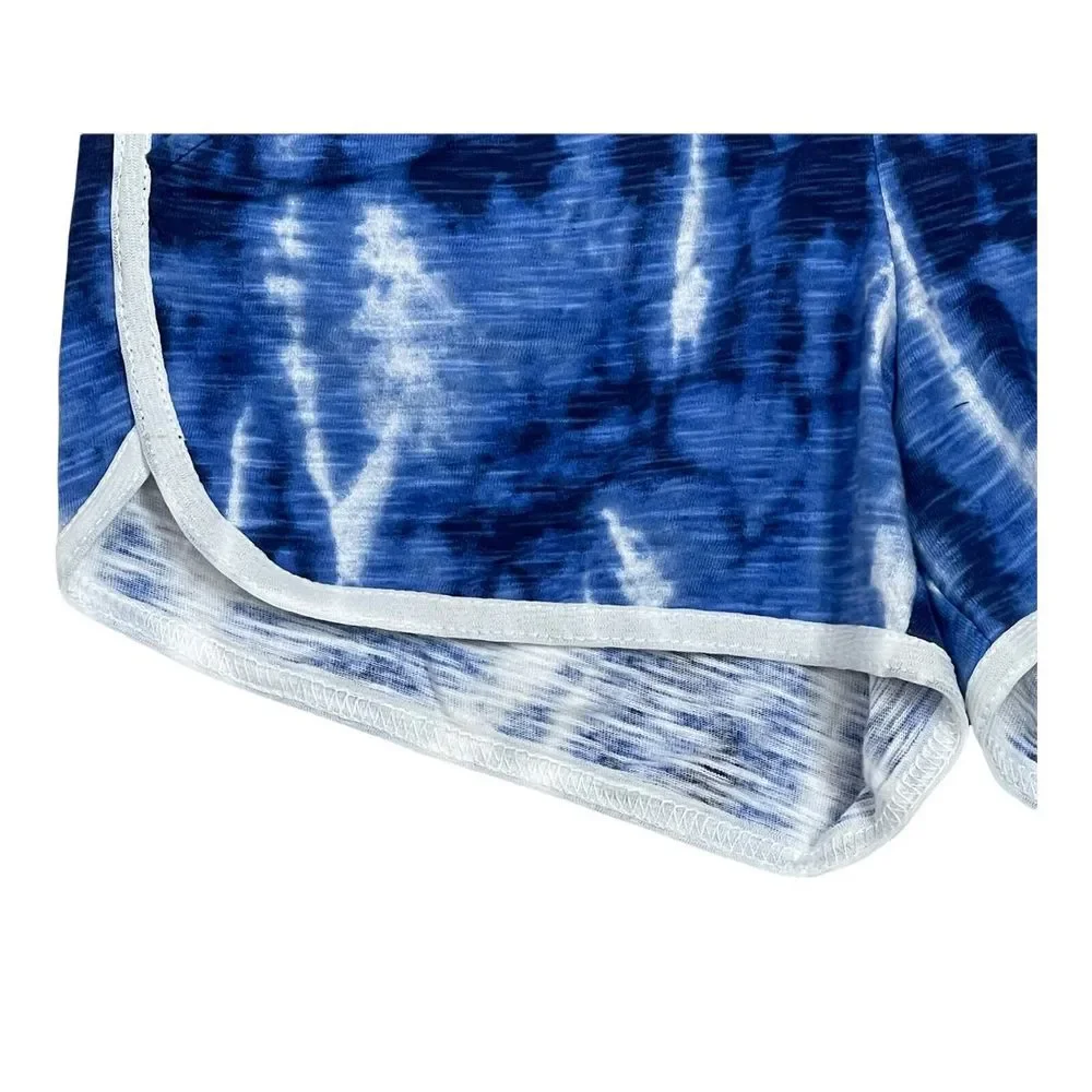Justice Active Girls Shorts Size 10 Blue Tie Dye Drawstring Athletic 2.5